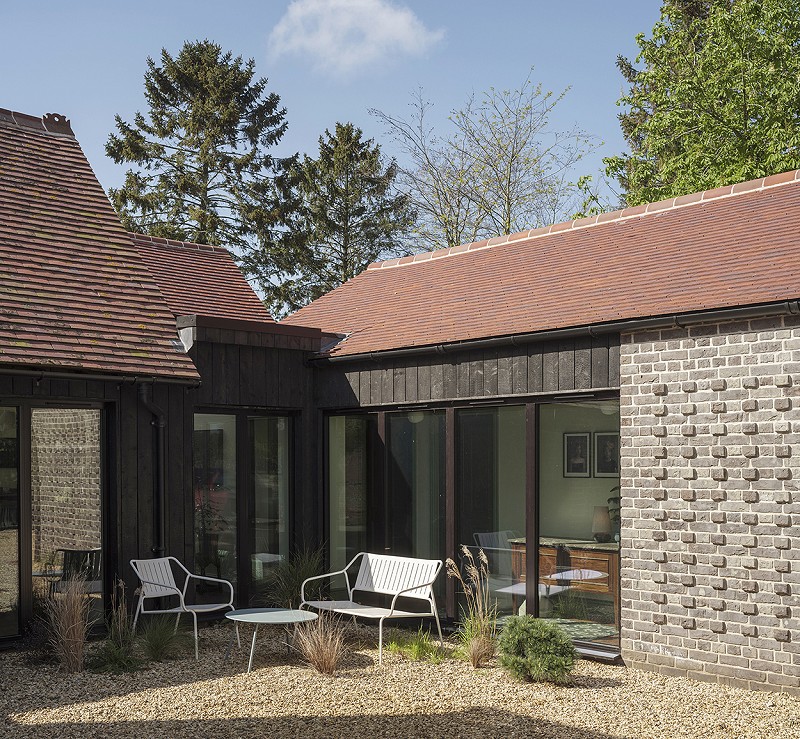 extension contemporary architecture brick detail hung tile grey brick