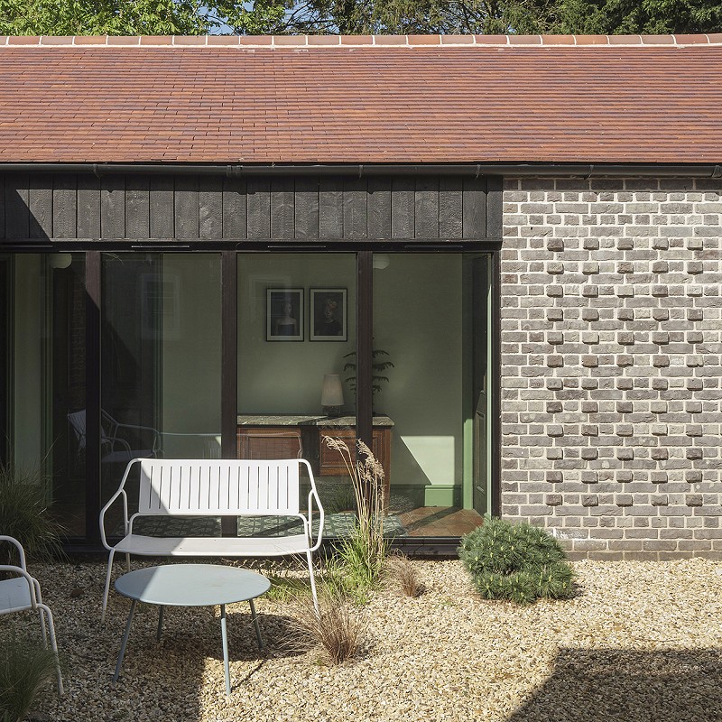 extension contemporary architecture brick detail hung tile grey brick