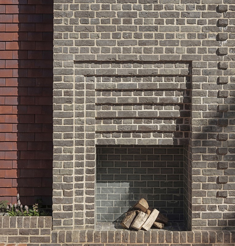 Outside fireplace brick detail chimney